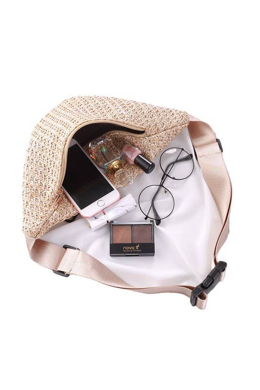Straw Woven Crossbody Fanny Belt Bag