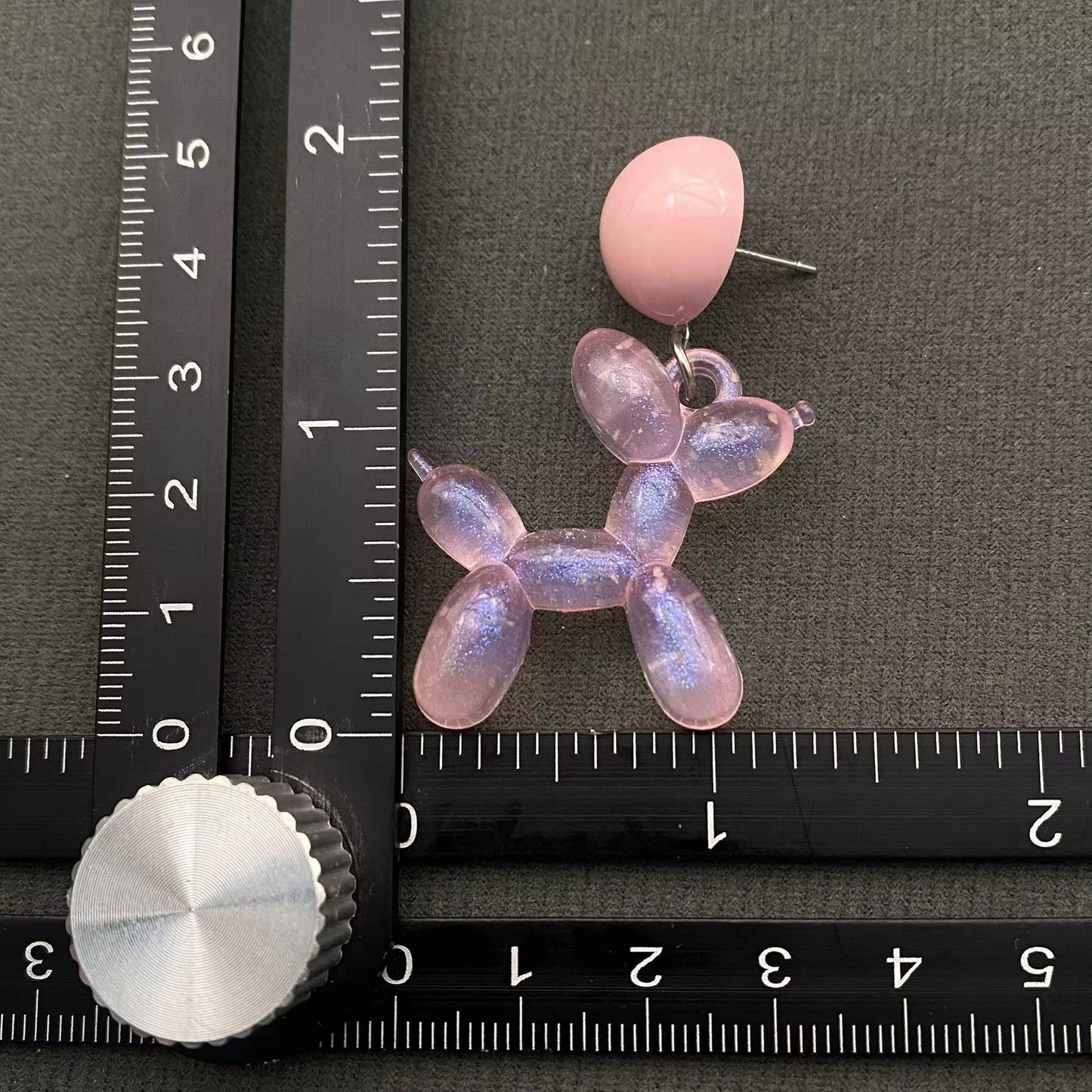 Pink Resin Balloon Dog Dangle Earrings - YK