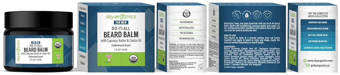 Do-it-all Beard Balm for Face, - Cedarwood 2 Oz.