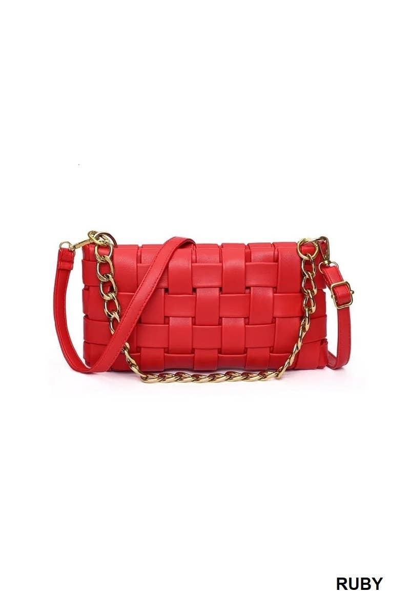 Soft Vegan Leather Woven Weaved Shoulder Bag