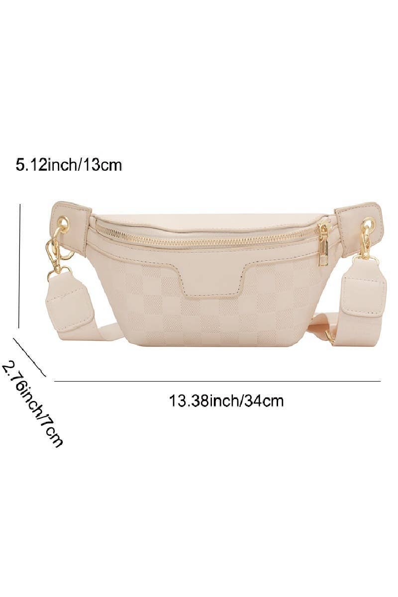 Vegan Leather Checkered Monogram Crossbody Bum Bag