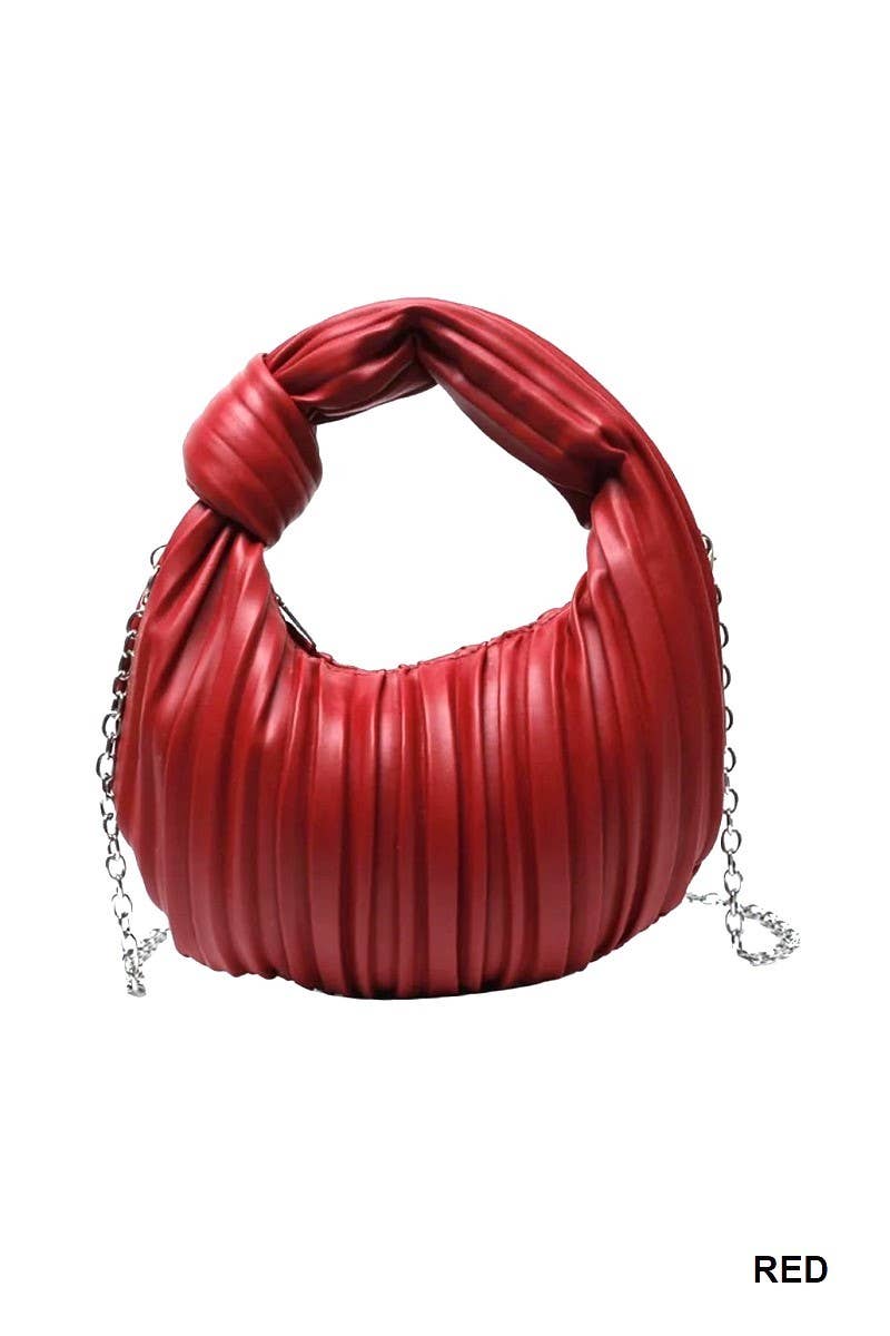 Vegan Leather Hobo Pleated Shoulder Handbag