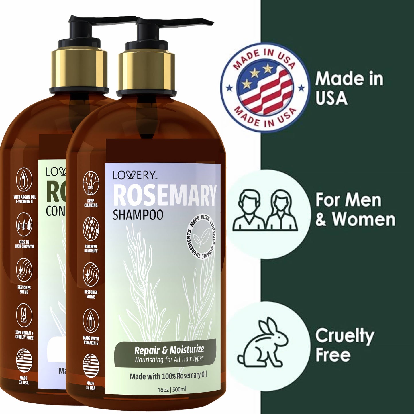 Rosemary Shampoo LOVERY BRAND 16oz