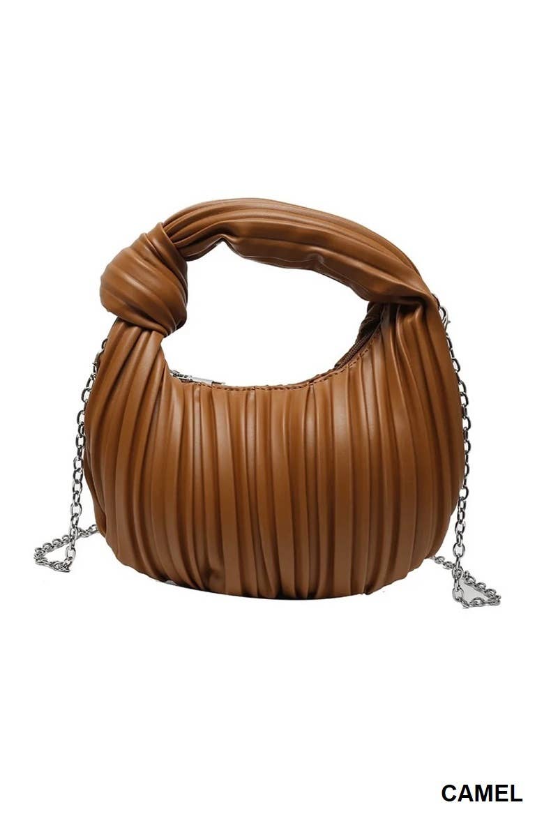 Vegan Leather Hobo Pleated Shoulder Handbag