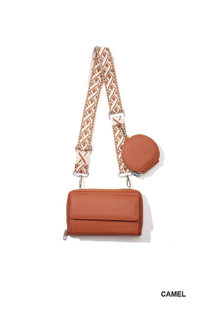 Vegan Leather Crossbody Duo Wallet Handbag