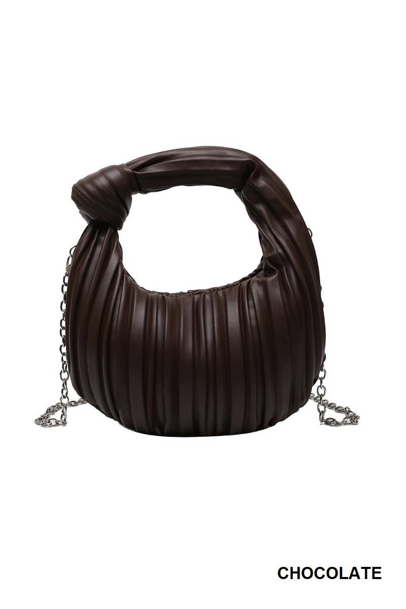 Vegan Leather Hobo Pleated Shoulder Handbag