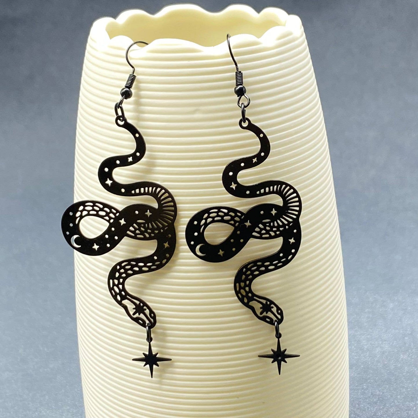 Black Snake Dangle Earrings - GT