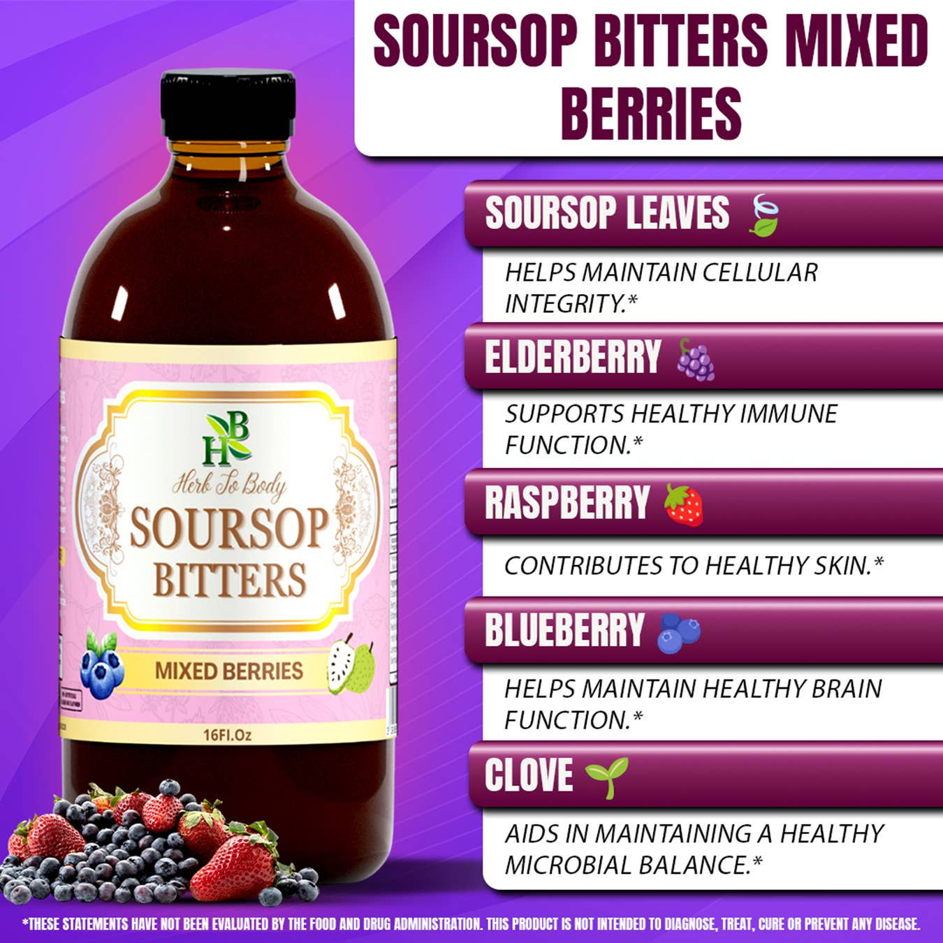 Soursop Bitters Mixed Berries – Immune & Digestive Support