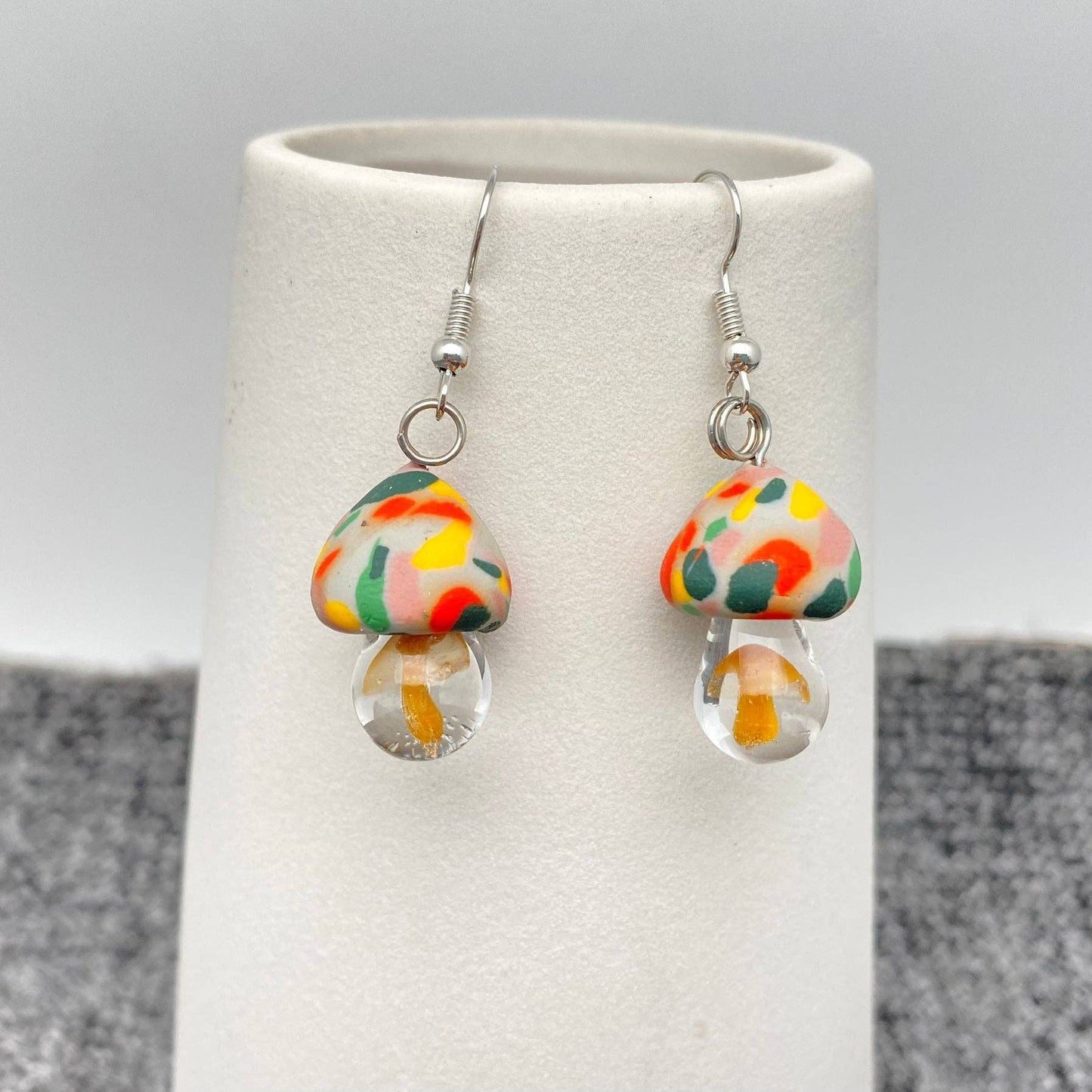 Multi-Style Polymer Clay & Glass Mushroom Charm Earrings