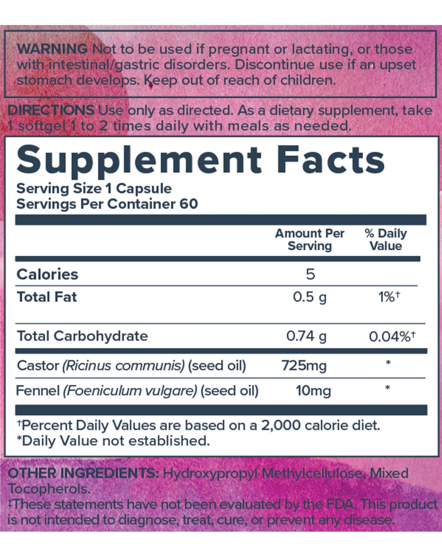 Castor Oil Capsules 60 ct