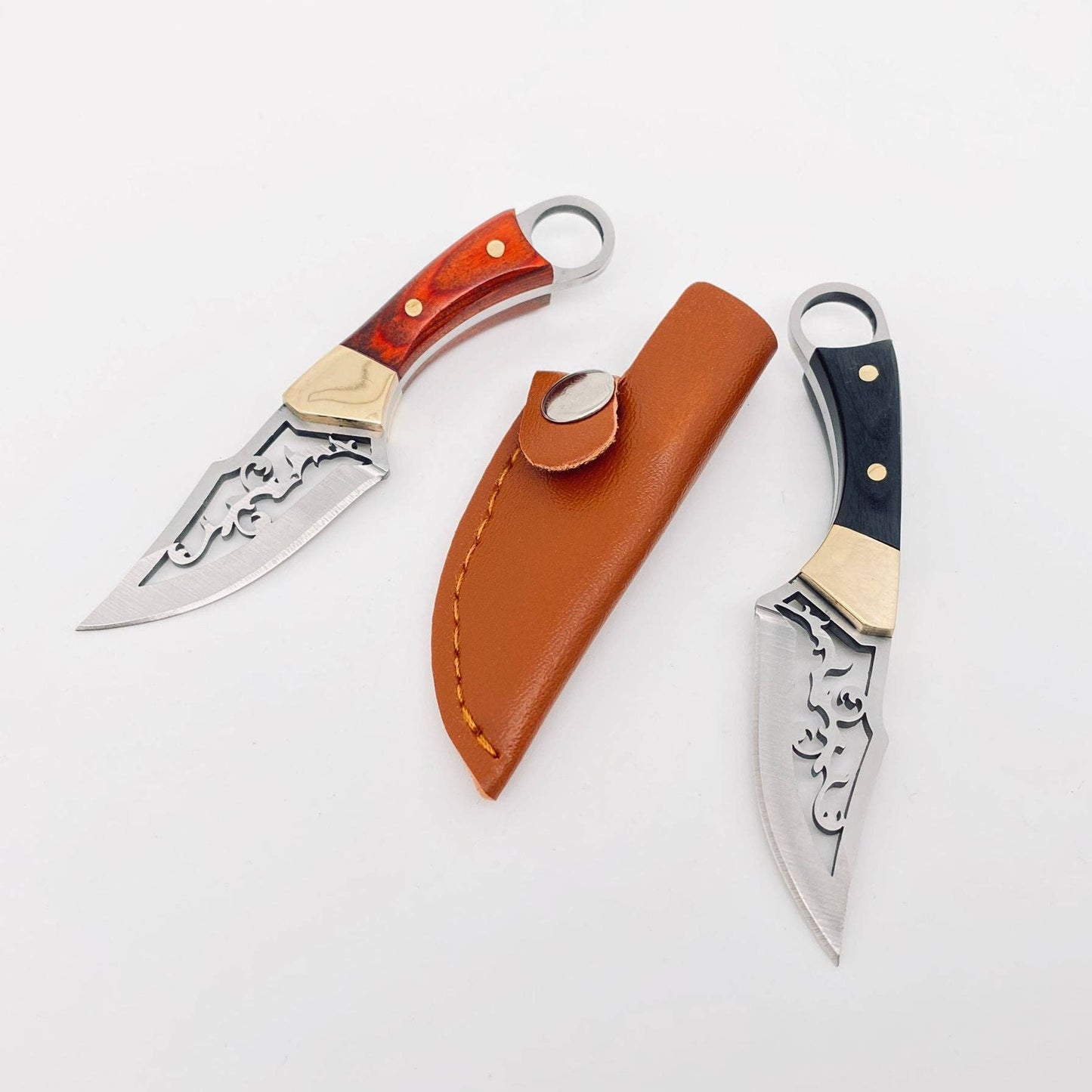 Hollow Blade Portable Wooden Handle Knife with Cover