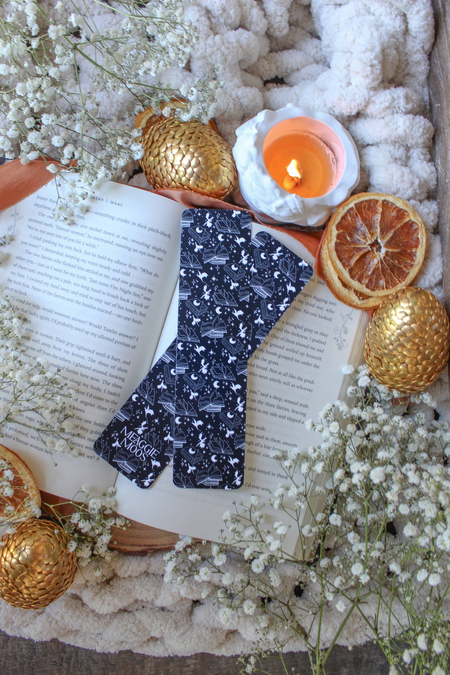 Navy & White Book Dragon 2x8 Bookmark