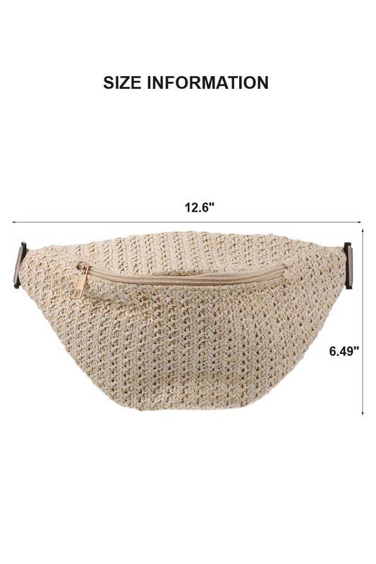 Straw Woven Crossbody Fanny Belt Bag
