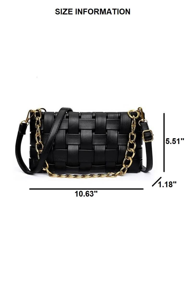Soft Vegan Leather Woven Weaved Shoulder Bag