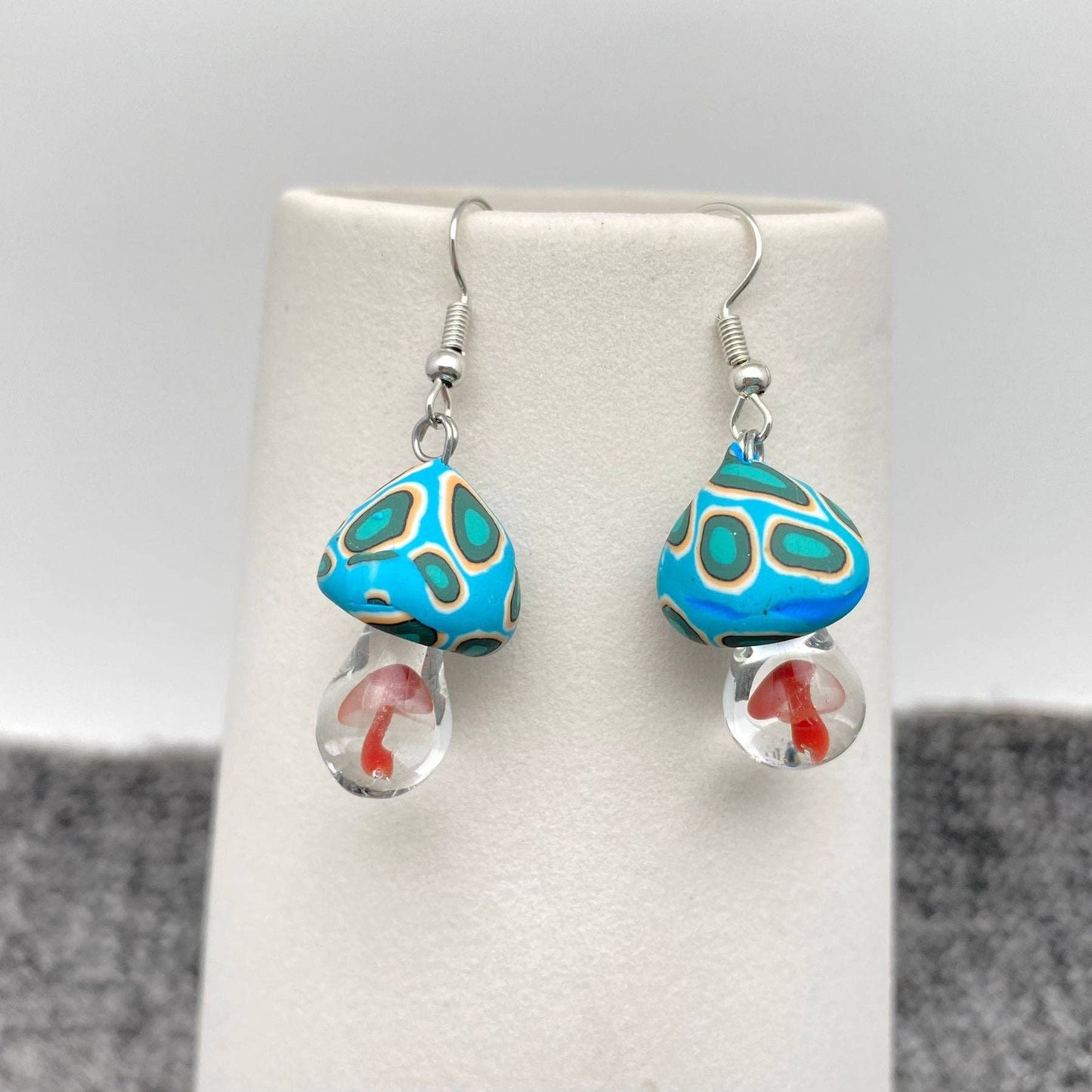 Multi-Style Polymer Clay & Glass Mushroom Charm Earrings