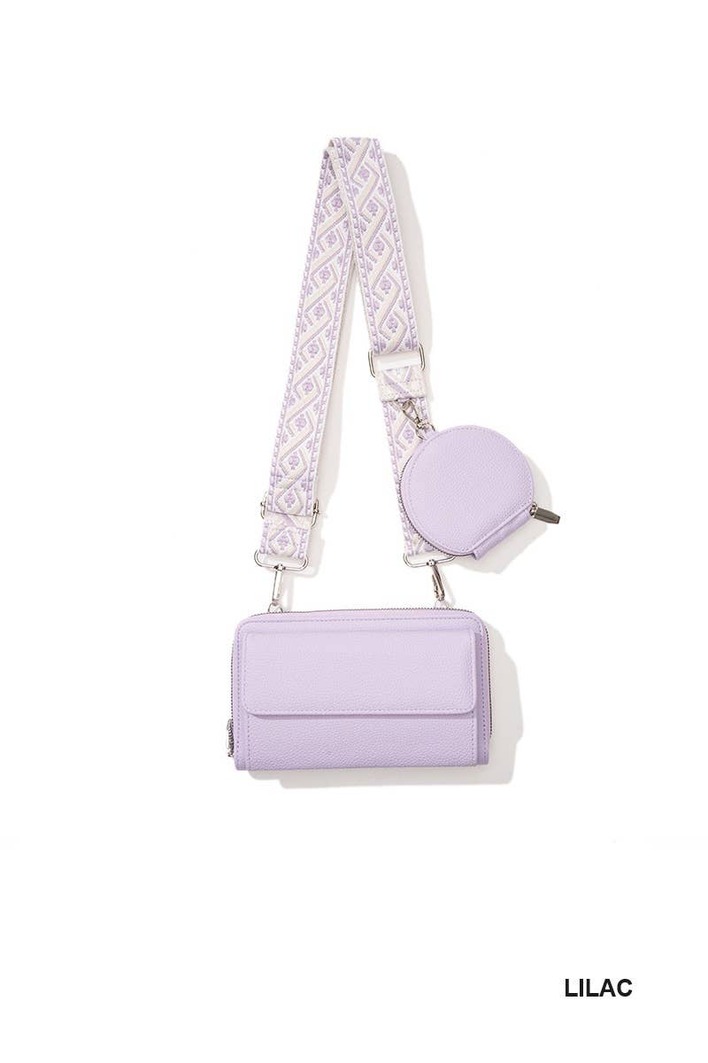 Vegan Leather Crossbody Duo Wallet Handbag