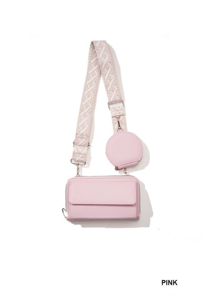 Vegan Leather Crossbody Duo Wallet Handbag