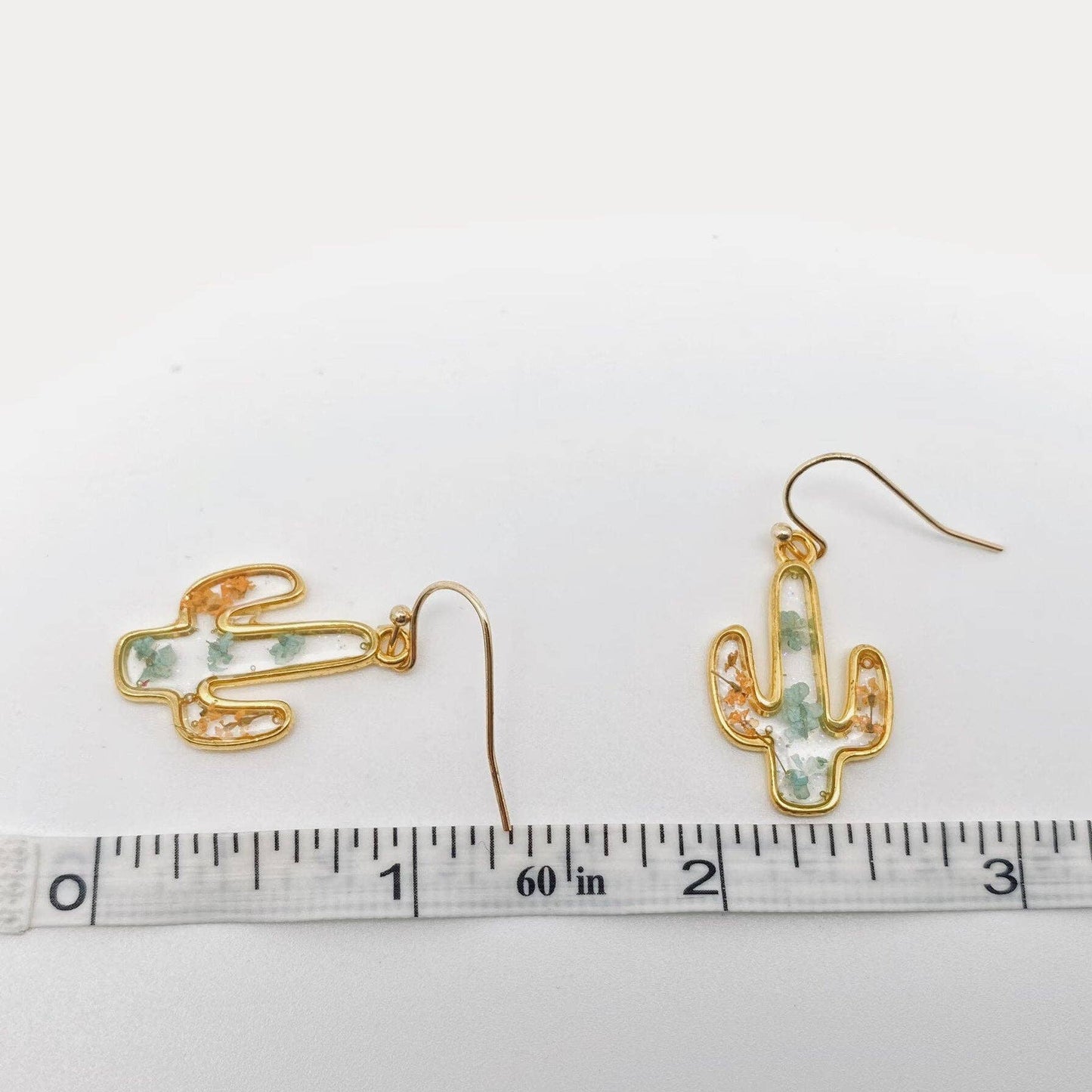 Queen Anne's Lace Cactus Charm Pressed Flower Earrings - PDF