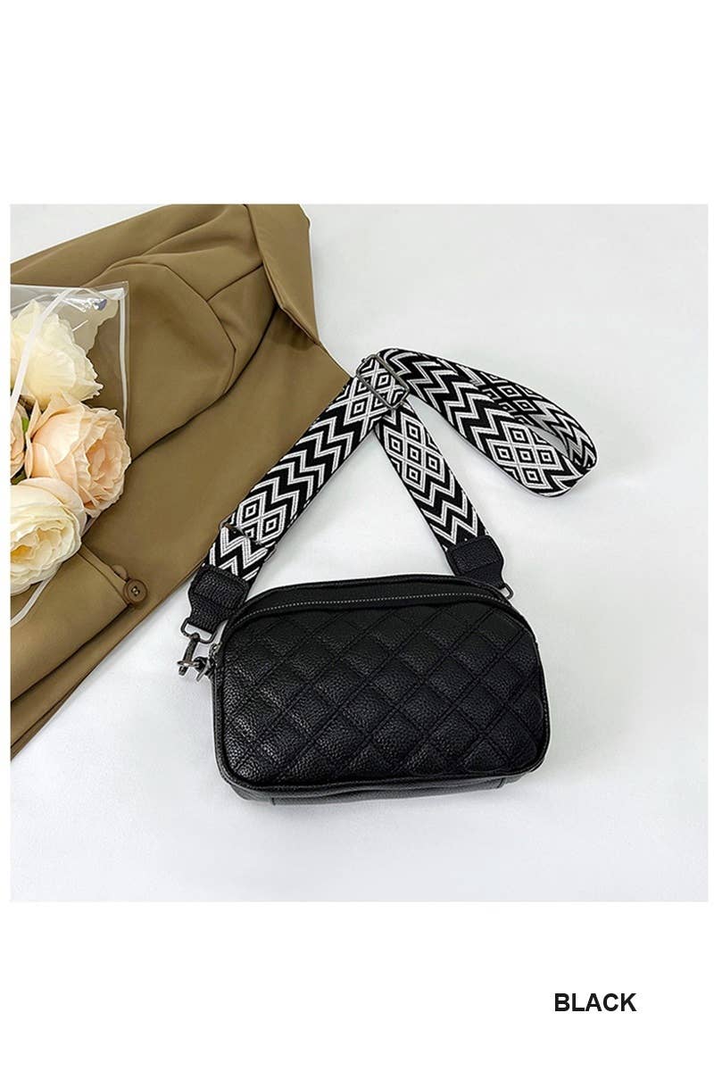 Quilted Vegan Leather Crossbody Camera Bag
