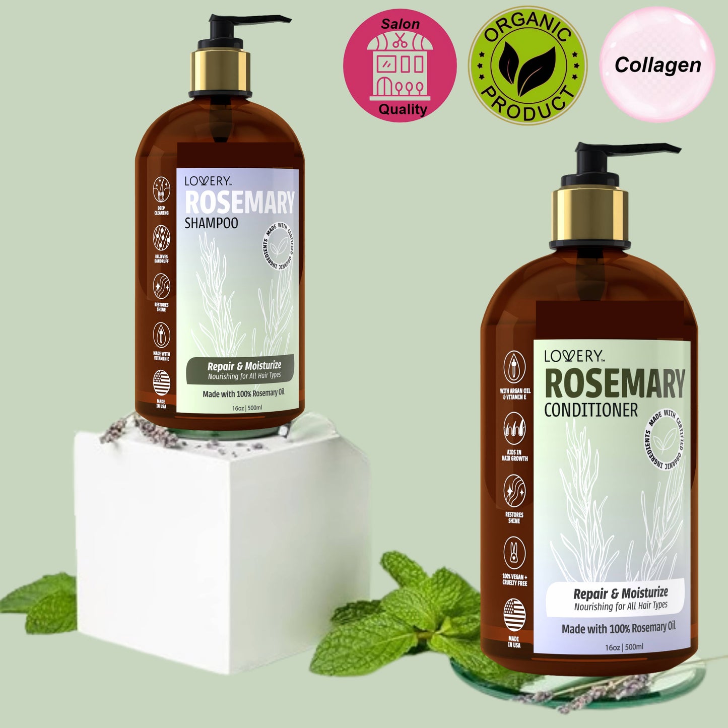 Rosemary Shampoo LOVERY BRAND 16oz