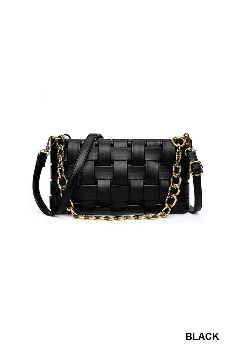 Soft Vegan Leather Woven Weaved Shoulder Bag