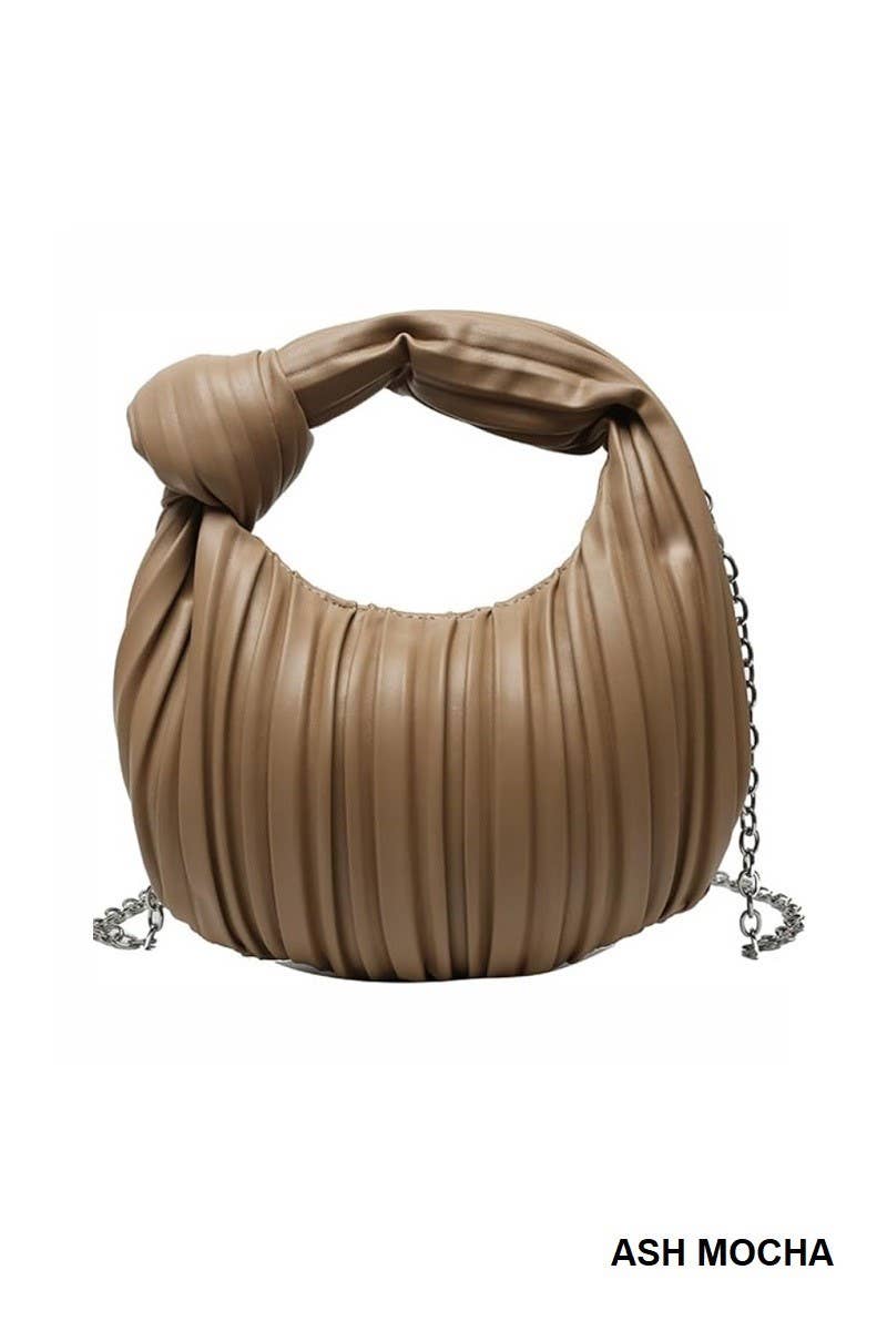Vegan Leather Hobo Pleated Shoulder Handbag