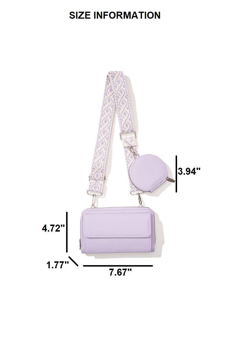 Vegan Leather Crossbody Duo Wallet Handbag