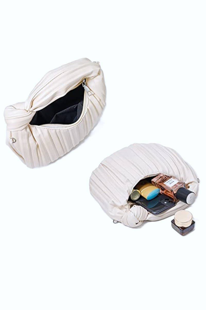 Vegan Leather Hobo Pleated Shoulder Handbag