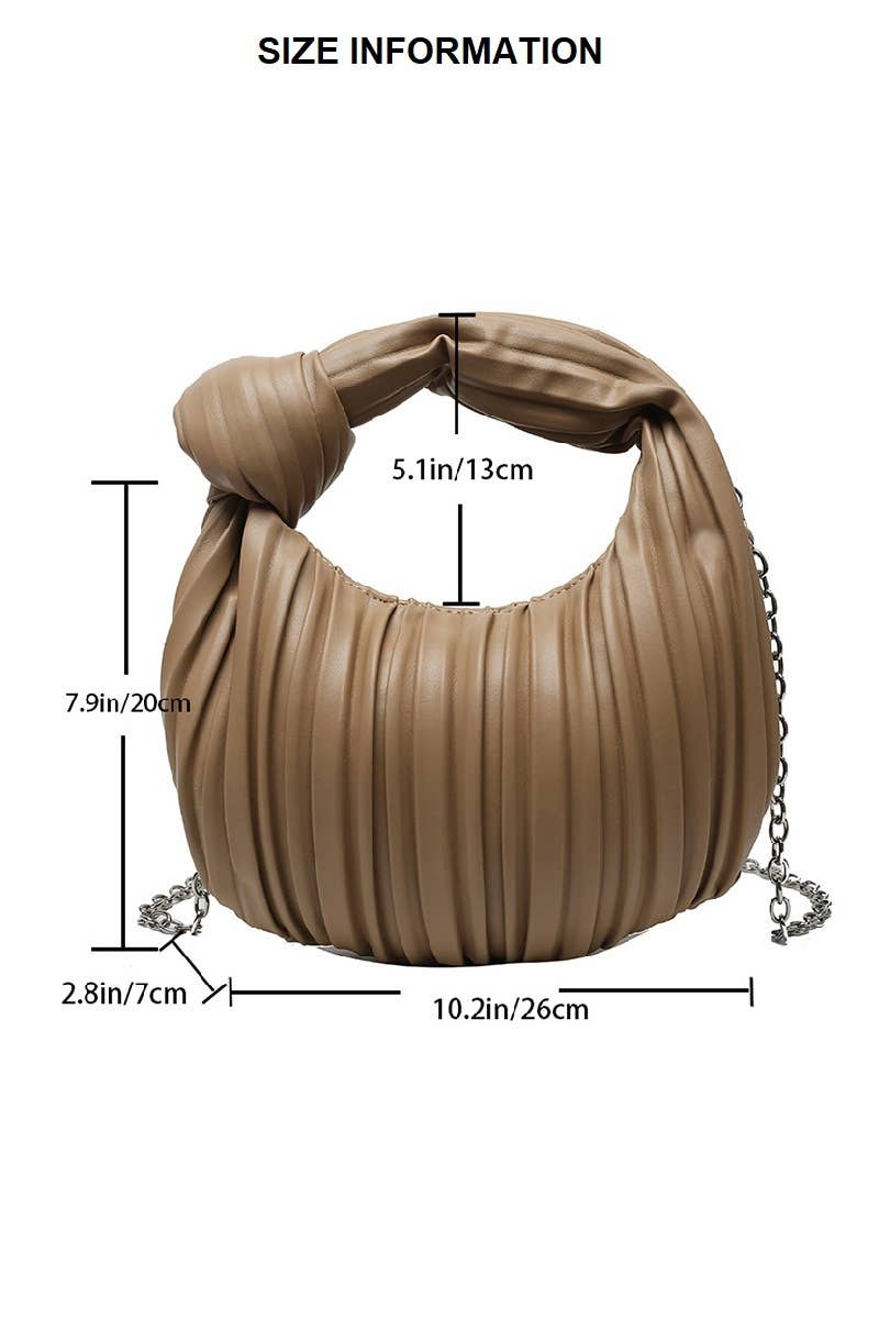 Vegan Leather Hobo Pleated Shoulder Handbag