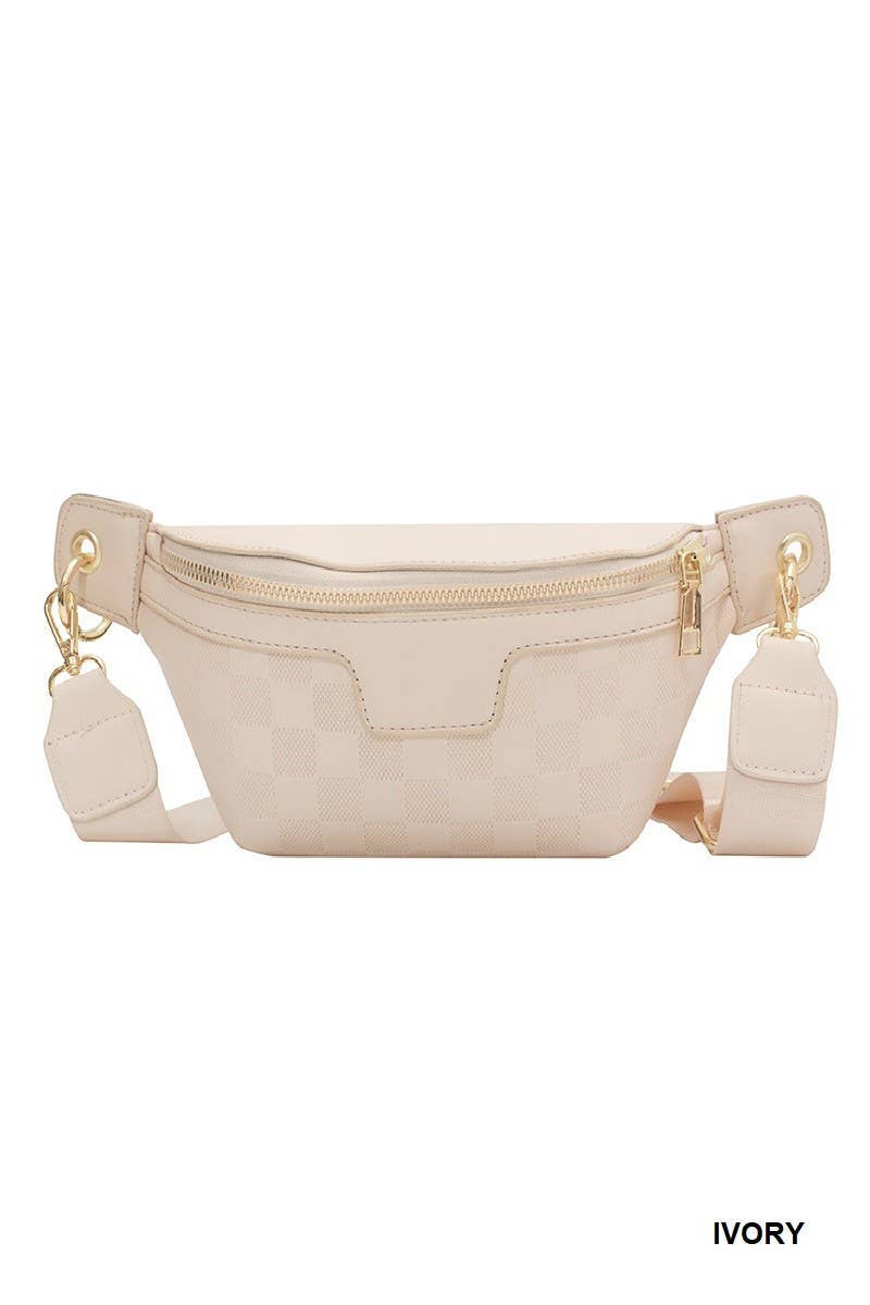 Vegan Leather Checkered Monogram Crossbody Bum Bag
