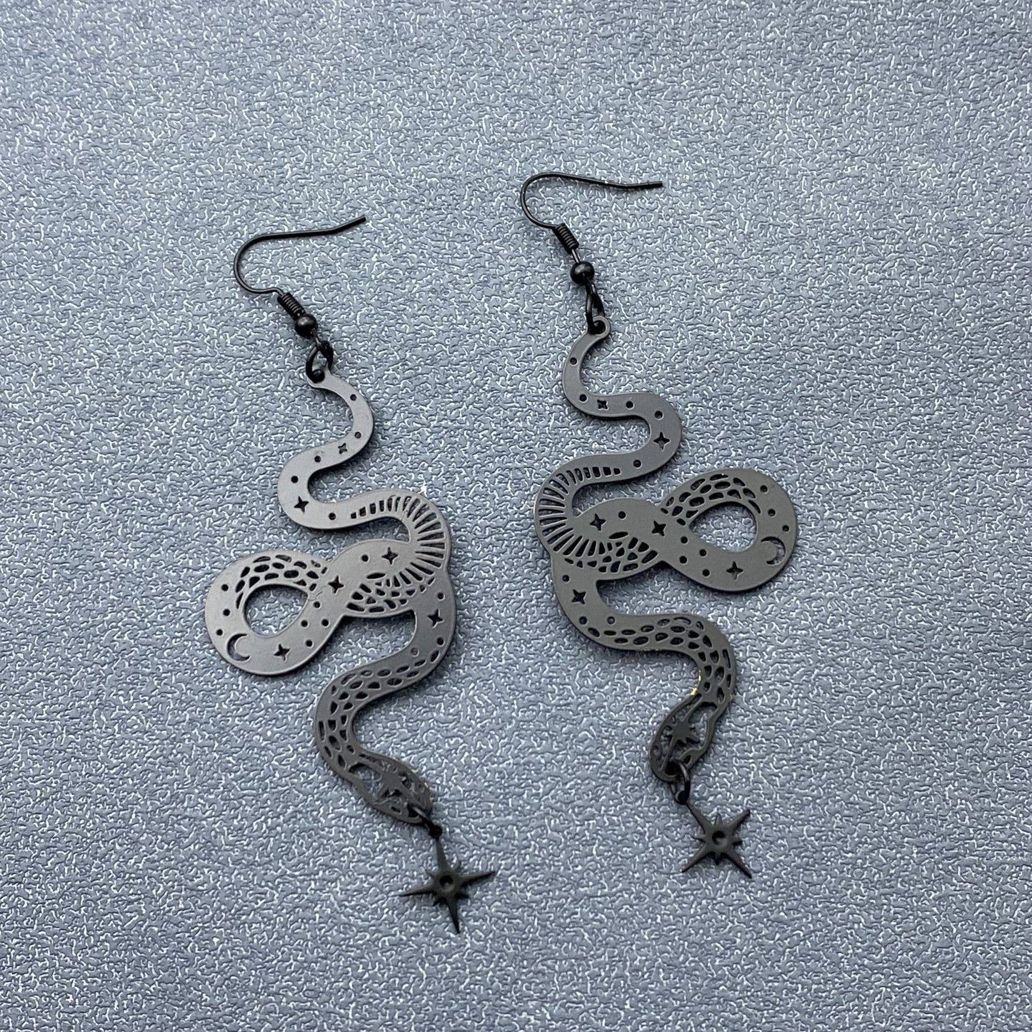Black Snake Dangle Earrings - GT