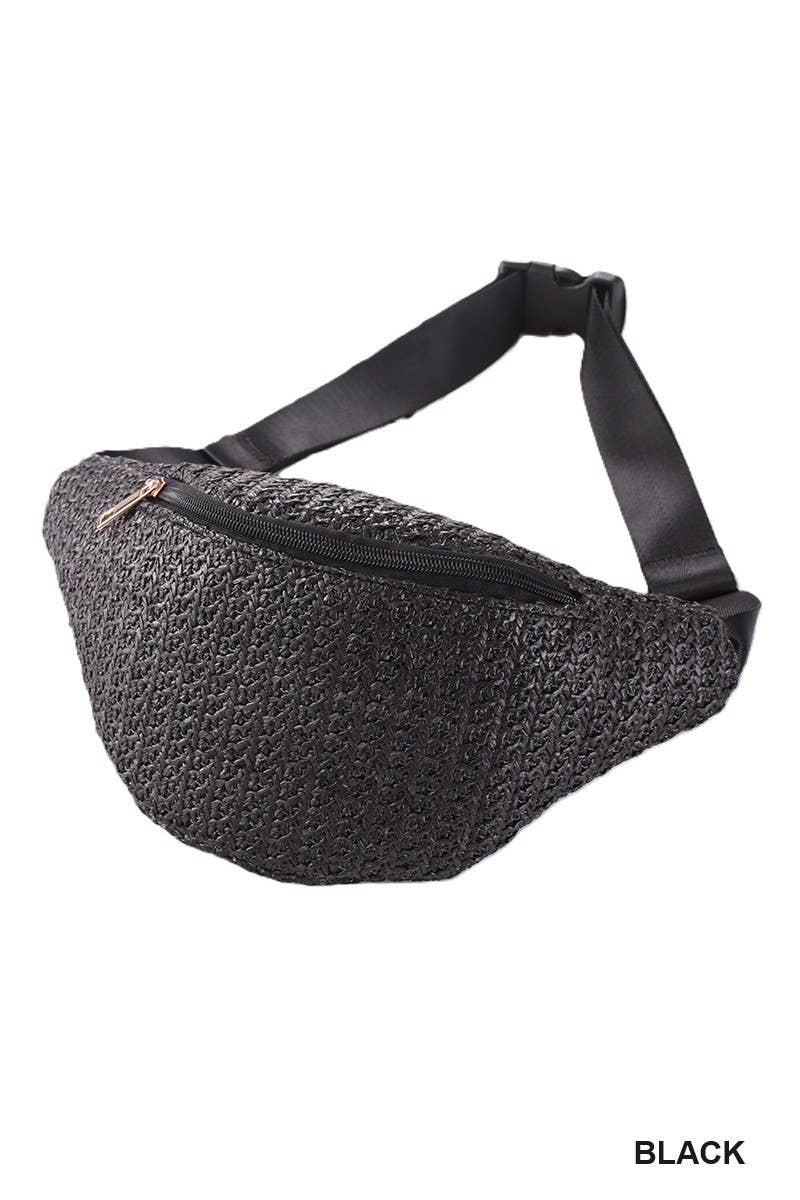 Straw Woven Crossbody Fanny Belt Bag