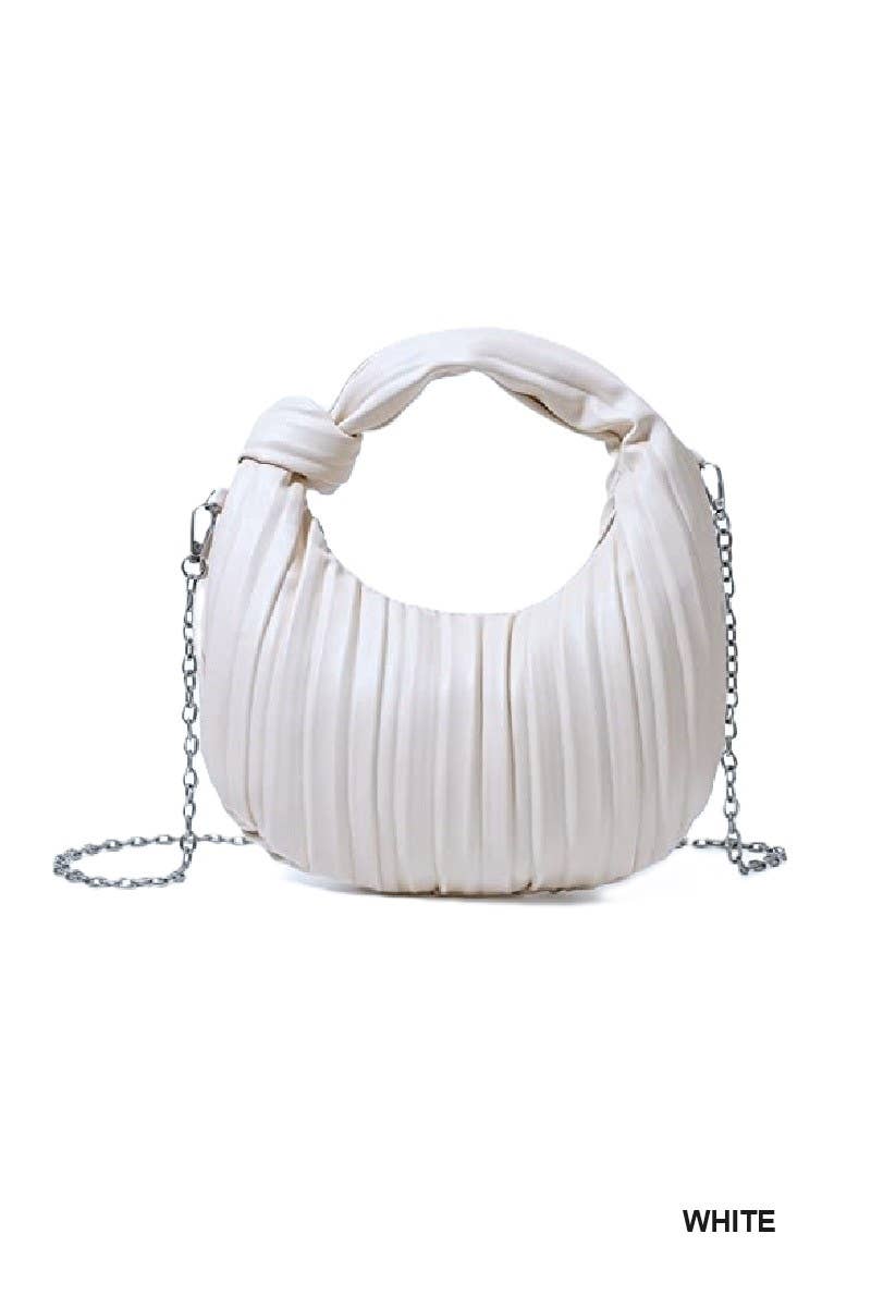 Vegan Leather Hobo Pleated Shoulder Handbag