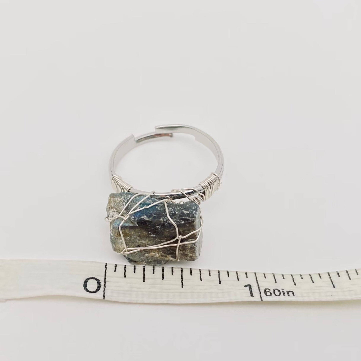 Natural Irregular Rough Stone Wound Copper Wire Ring