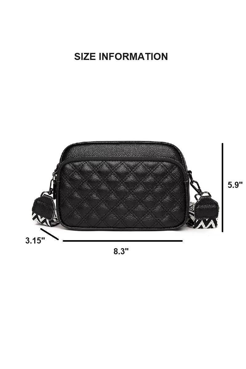 Quilted Vegan Leather Crossbody Camera Bag
