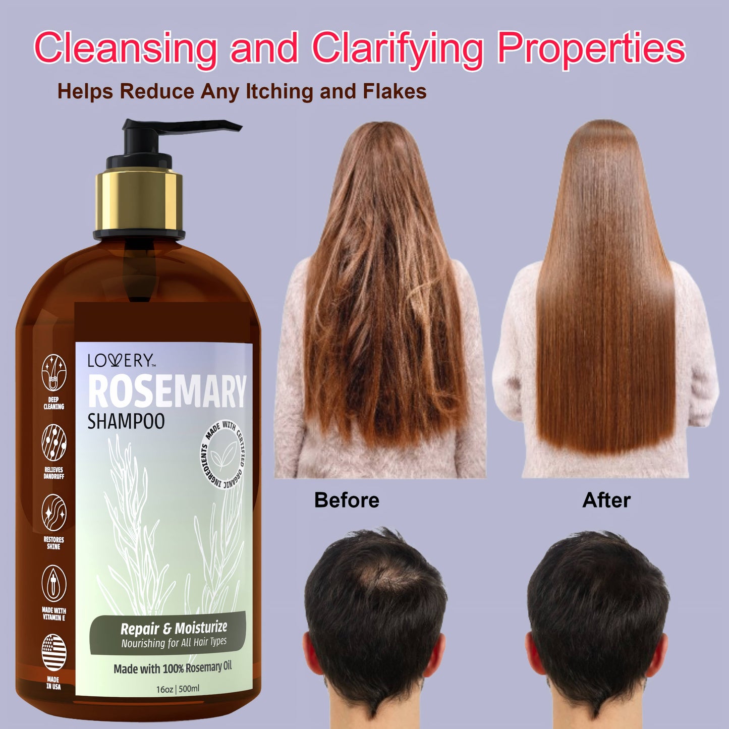 Rosemary Shampoo LOVERY BRAND 16oz