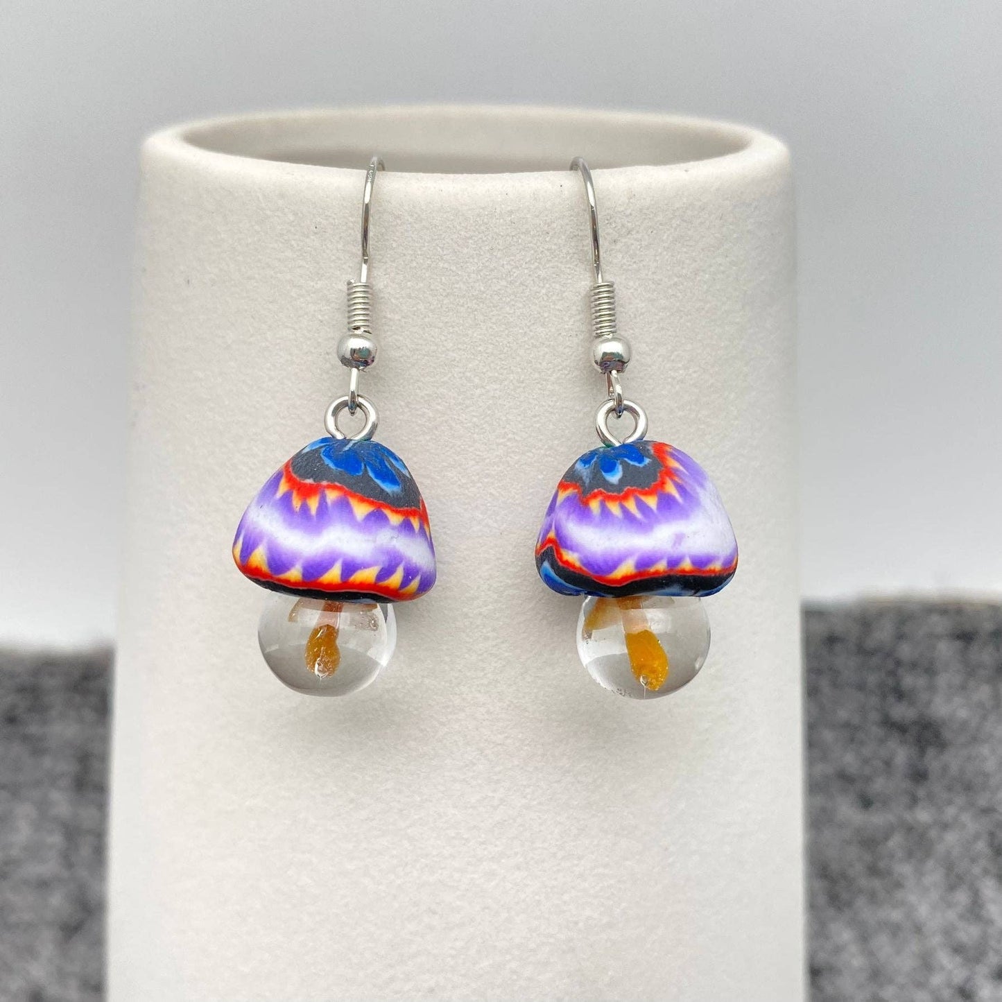 Multi-Style Polymer Clay & Glass Mushroom Charm Earrings