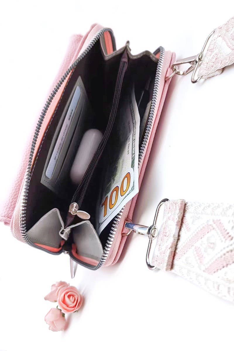 Vegan Leather Crossbody Duo Wallet Handbag
