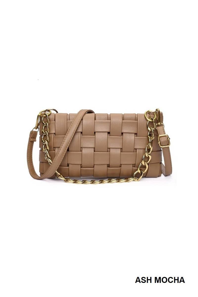 Soft Vegan Leather Woven Weaved Shoulder Bag