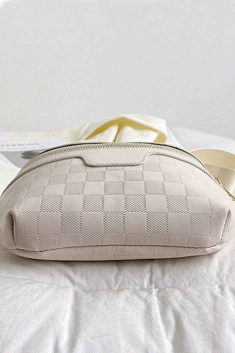 Vegan Leather Checkered Monogram Crossbody Bum Bag