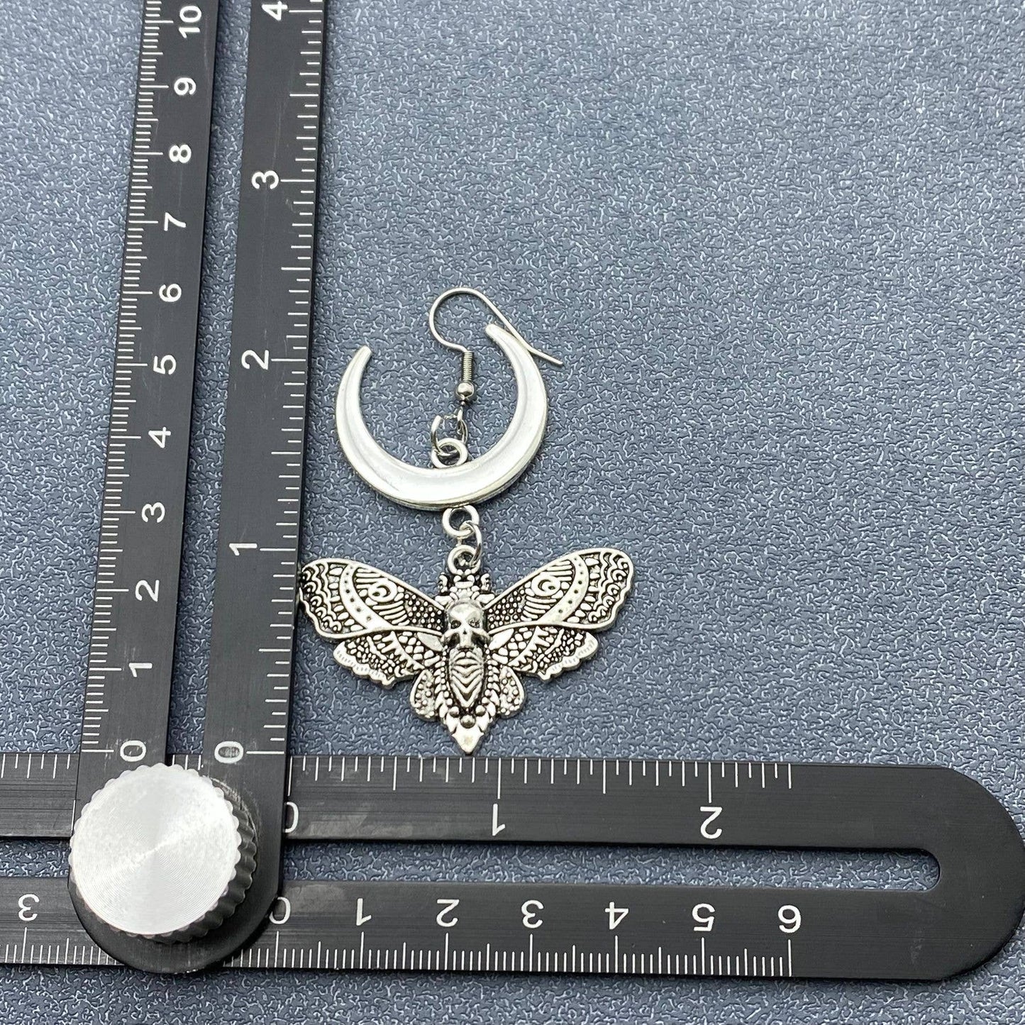 Gothic Style Moth & Moon Dangle Earrings - GT