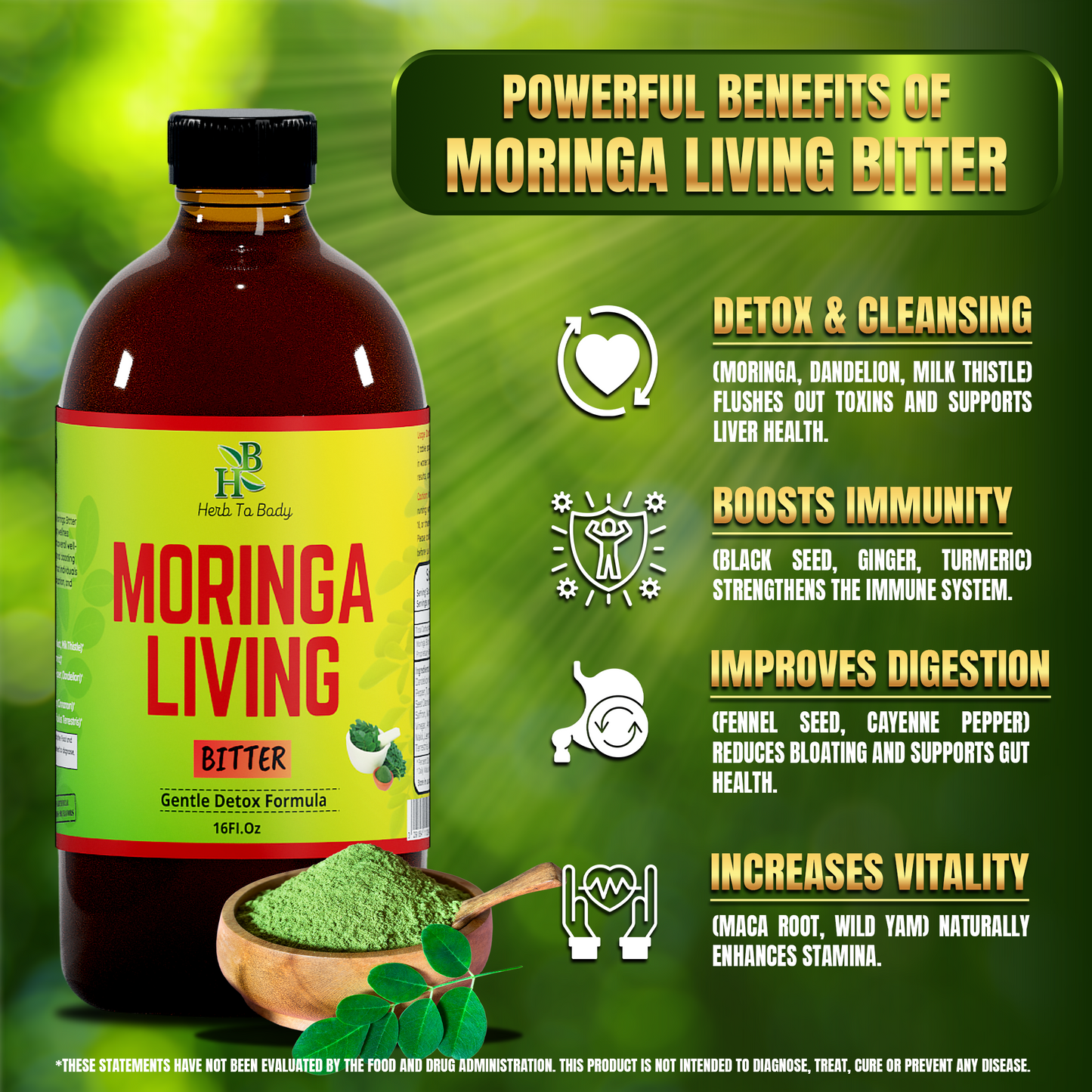 Moringa Living Bitter Oral Supplement 16oz