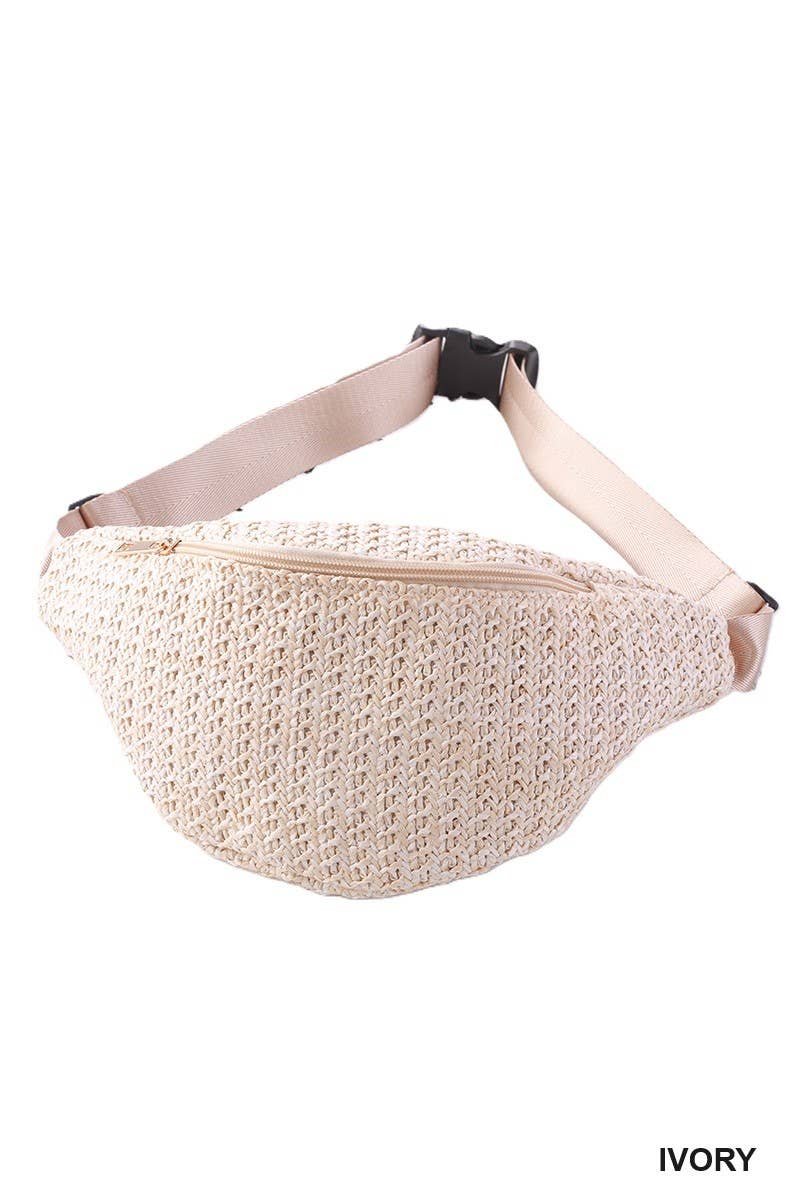 Straw Woven Crossbody Fanny Belt Bag