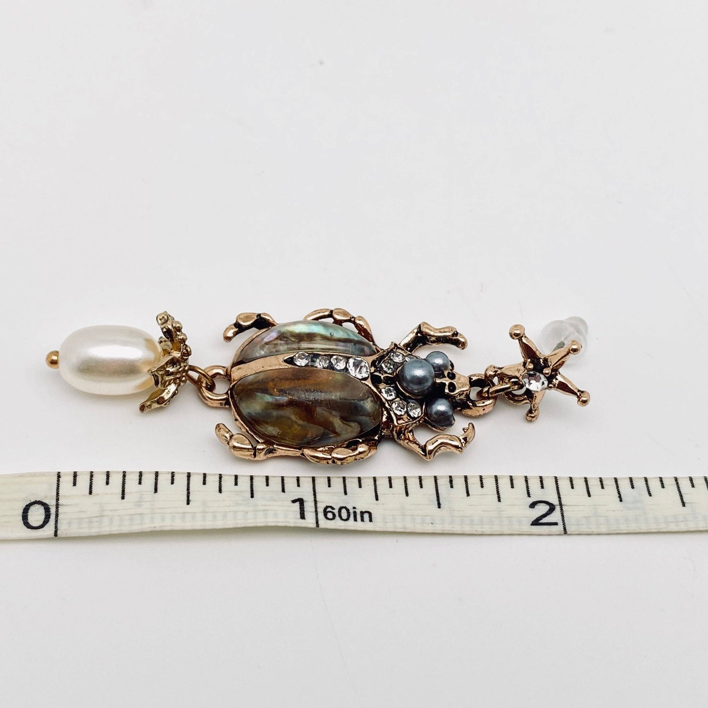 Vintage Insect Pearl Pendant Earrings