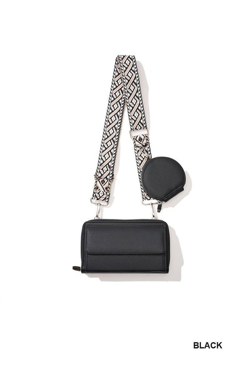 Vegan Leather Crossbody Duo Wallet Handbag