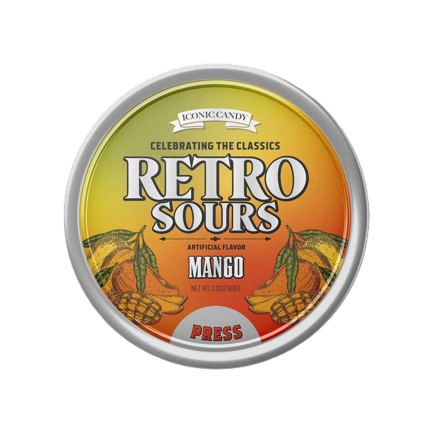 Retro Sours Mango, 16.9oz Tin, 8ct