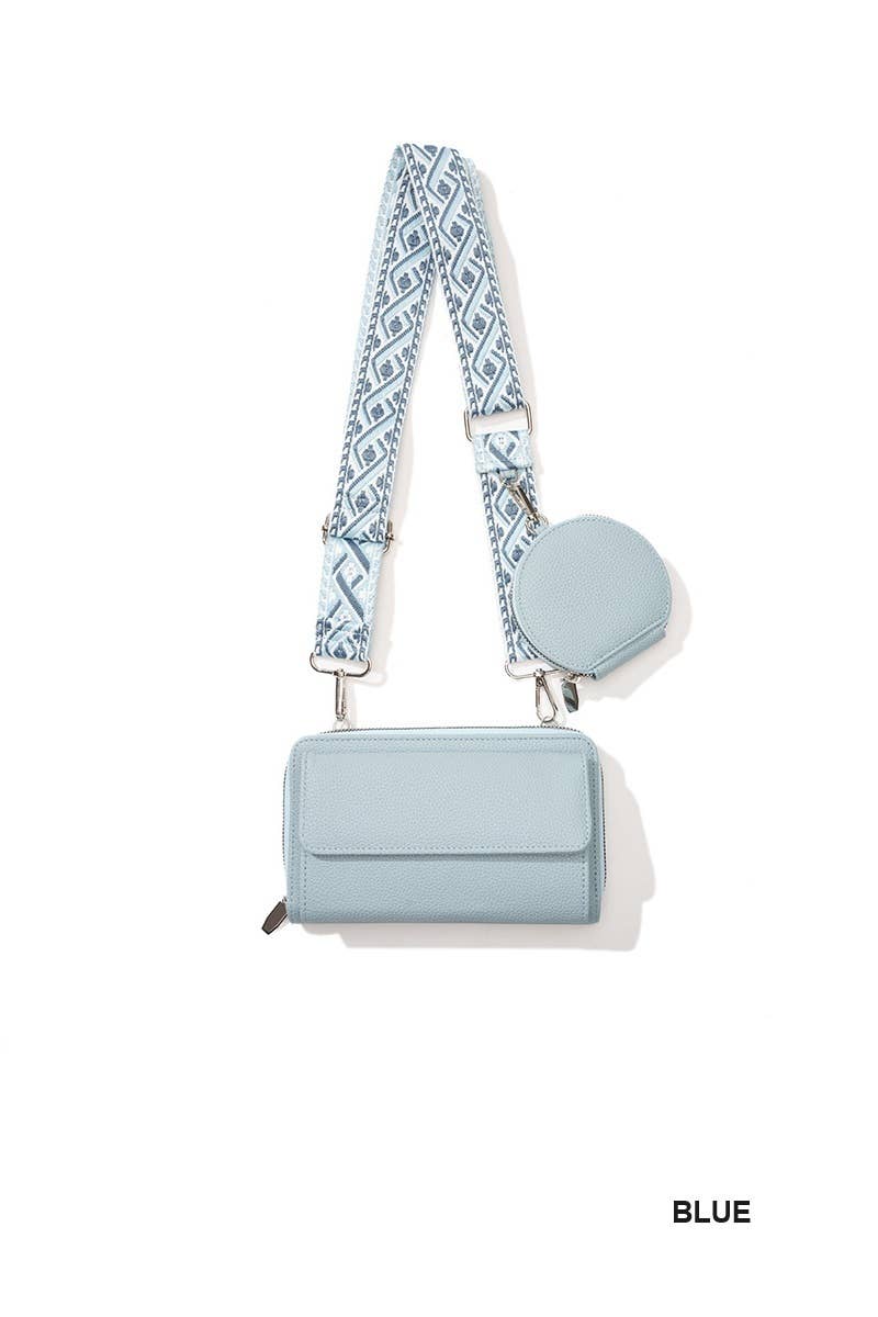 Vegan Leather Crossbody Duo Wallet Handbag