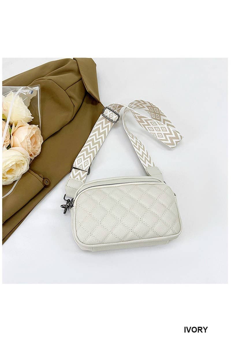 Quilted Vegan Leather Crossbody Camera Bag