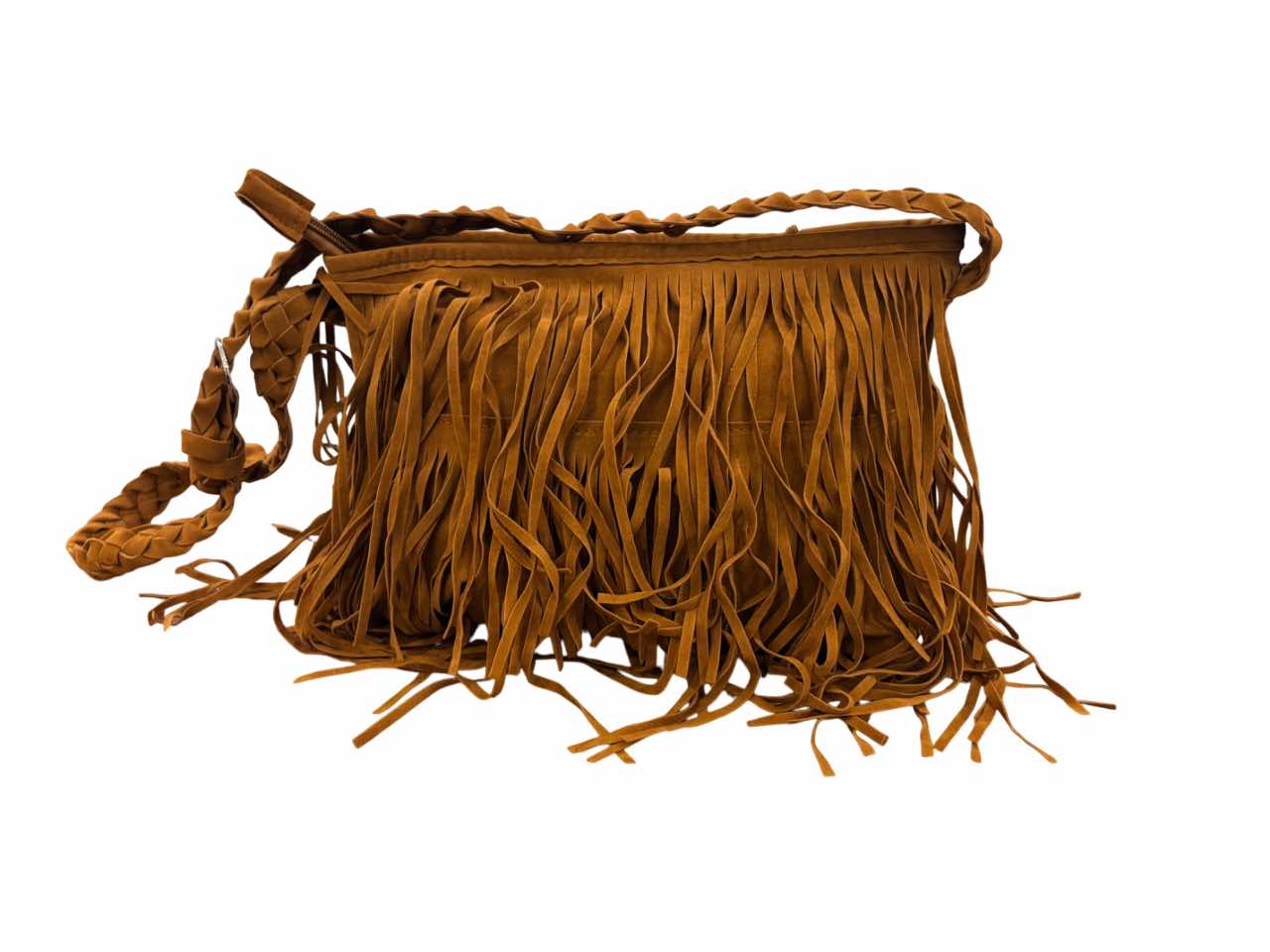 Tan fringe purse