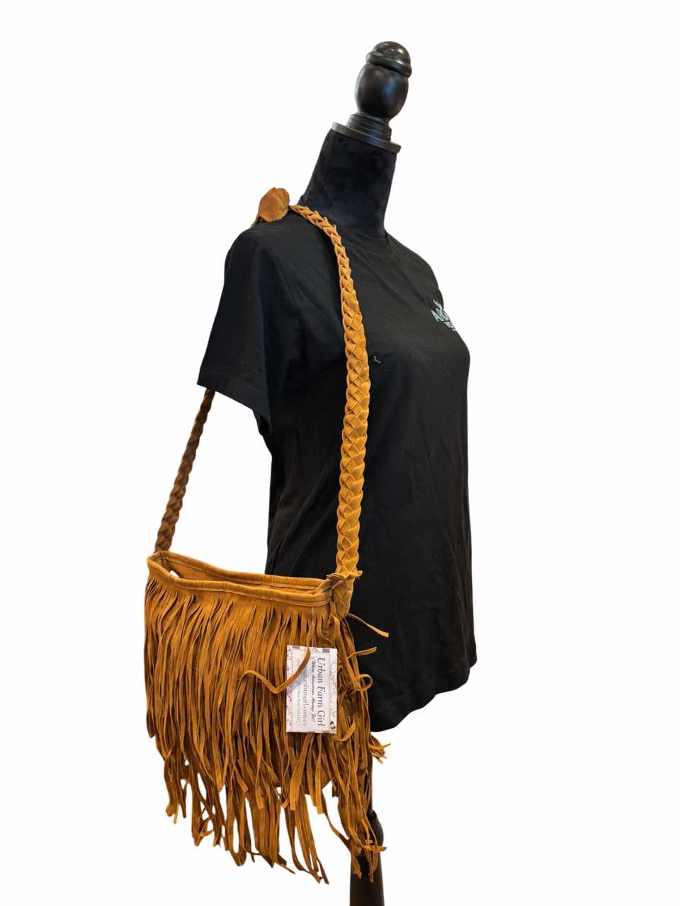 Tan fringe purse